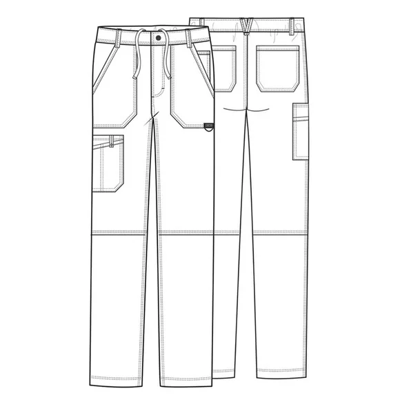 Cherokee Workwear Revolution Scrub Pants Maroon Wine - Picture 3 of 13